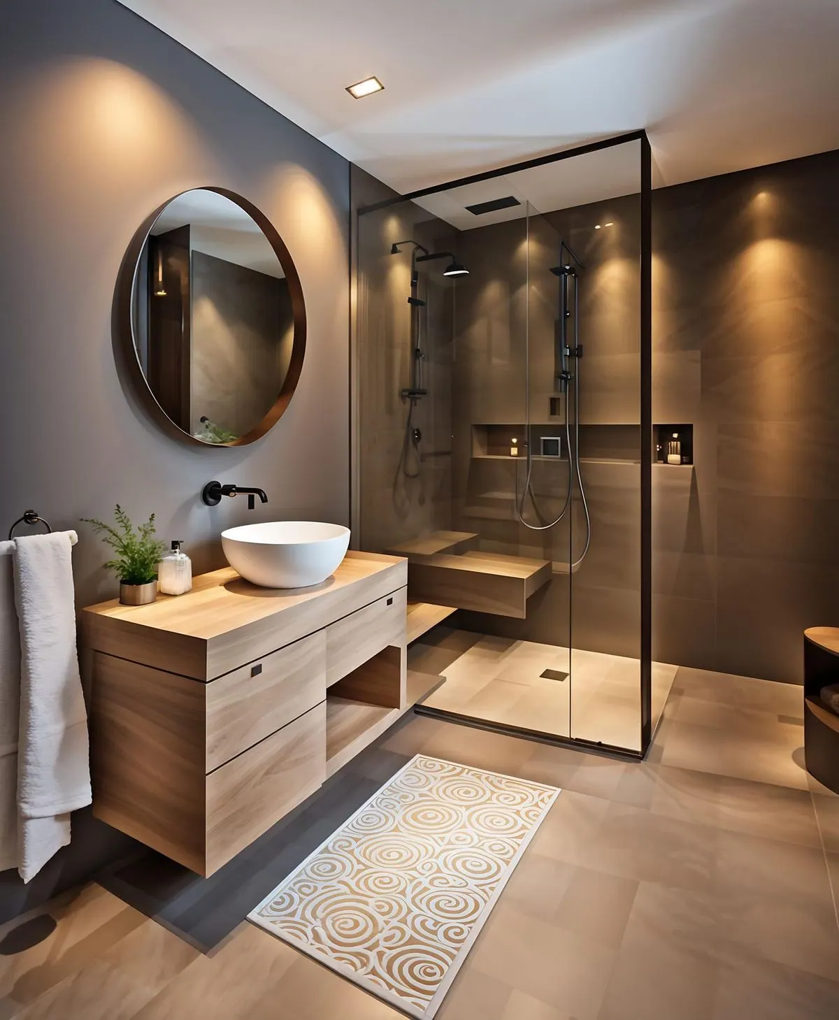 Dark stone bath