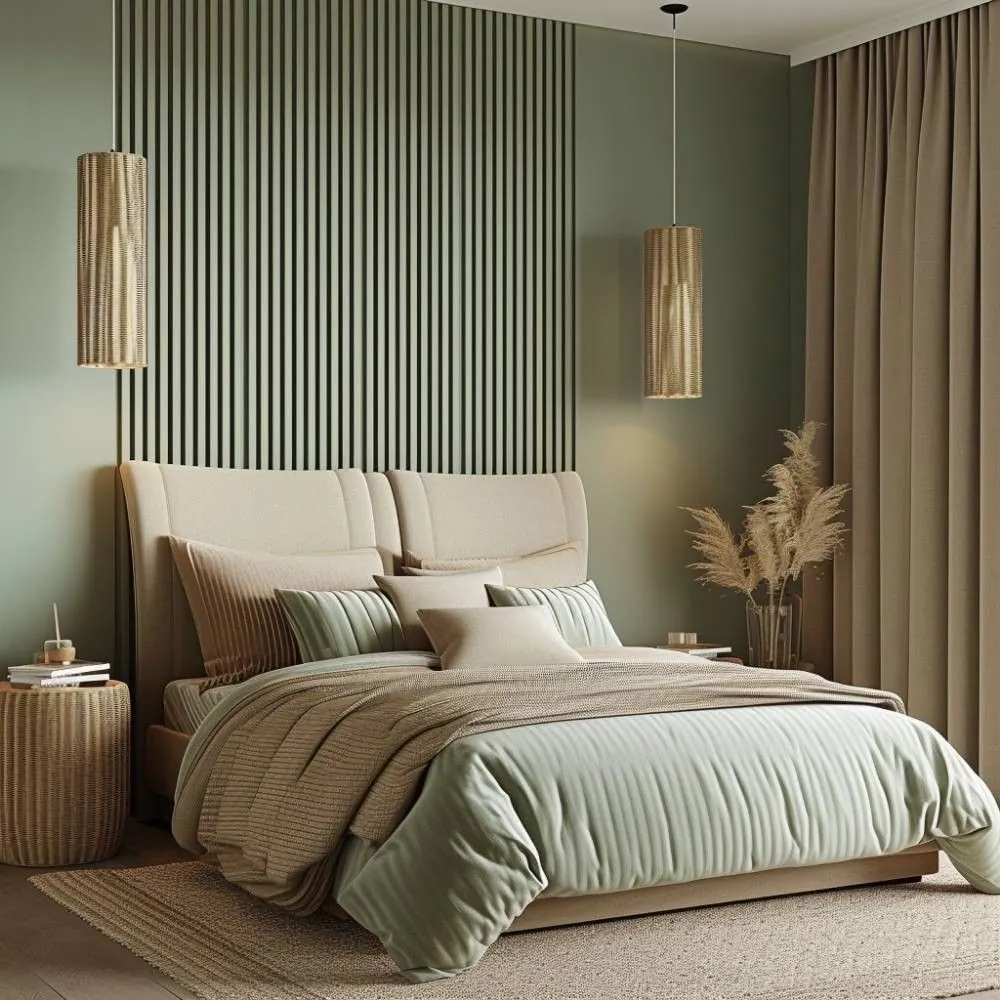 Slatted sage bedroom