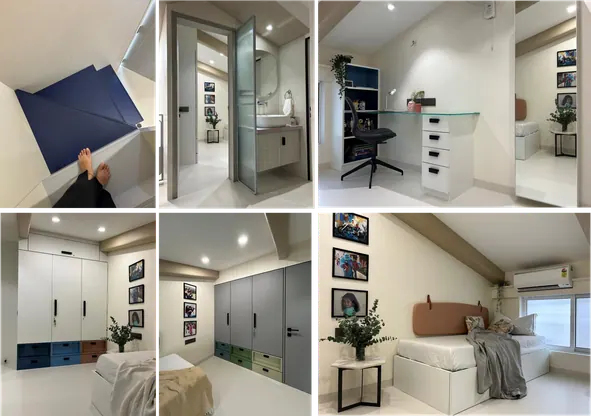 Storage, study and bedroom details